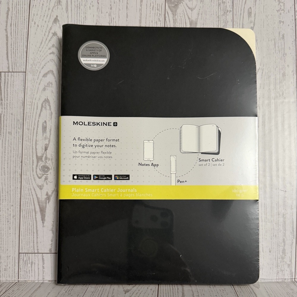 Moleskine Smart Cahier Journals 2 XL Black Notebook Digital Notes Plain 7.5x10